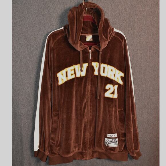 VINTAGE Southpole Velour Track Jacket Men's XL Hoodie New York 21 1991-03 SP - Picture 1 of 10